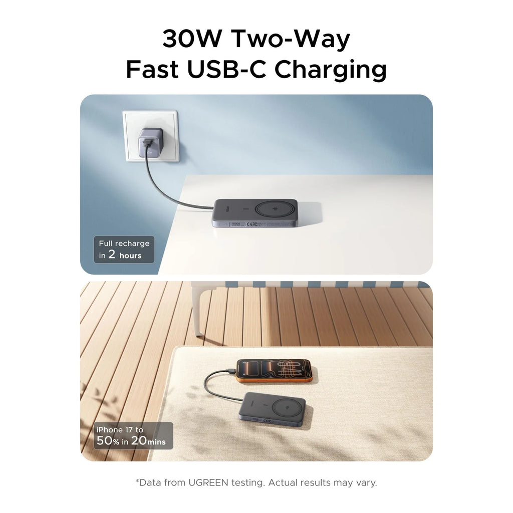 UGREEN MagFlow Air Magnetic Slim Power Bank (10000mAh, Qi2 15W)