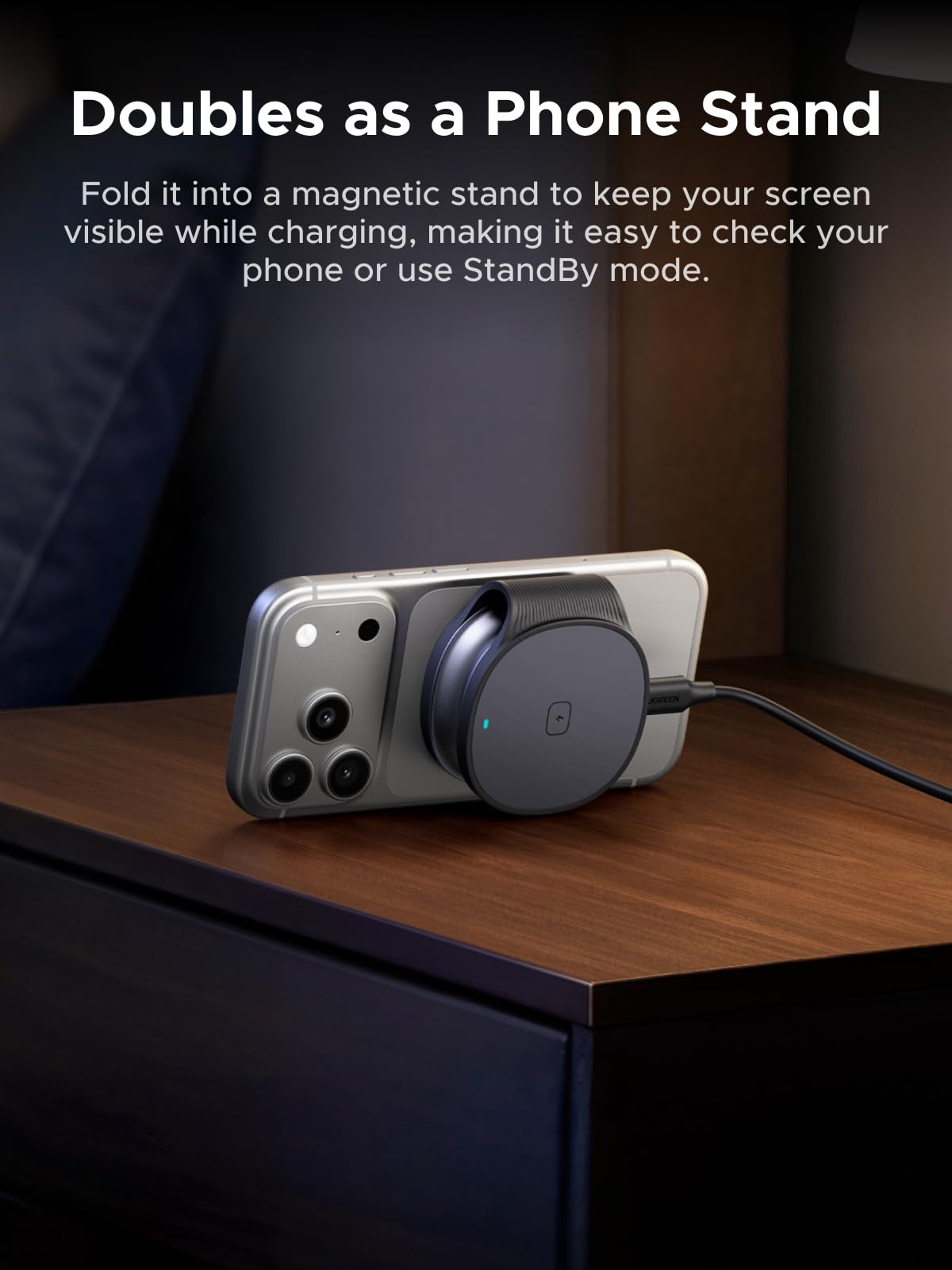 UGREEN MagFlow Magnetic Wireless Charger (2-in-1 Foldable, Qi2 25W, 30W USB-C Input)