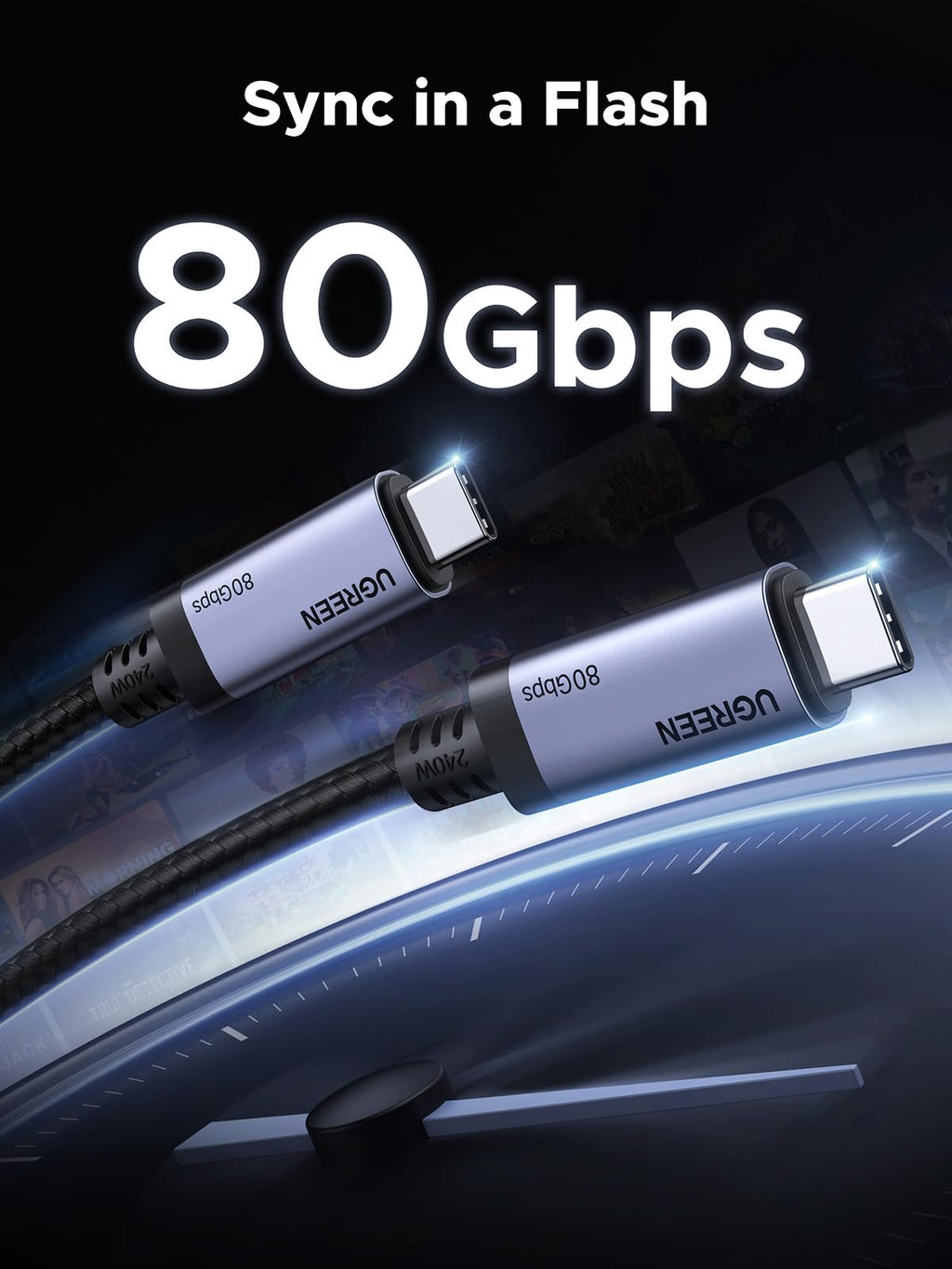 UGREEN 80Gbps USB4 Gen4 USB-C to USB-C Cable (3.2ft)