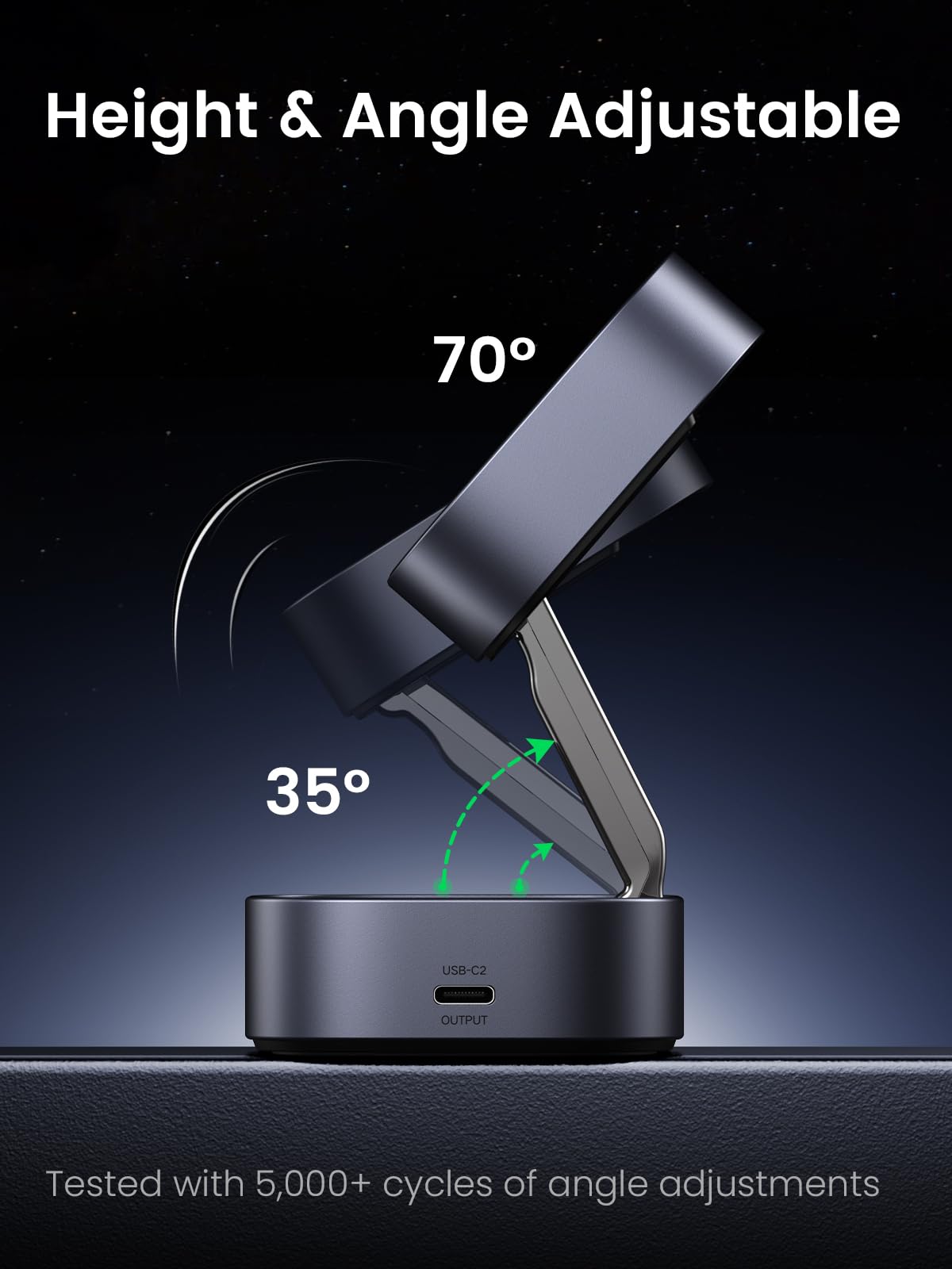 UGREEN MagFlow 2-in-1 Wireless Charger (Qi2 7.5W, MagSafe Compatible, Foldable)
