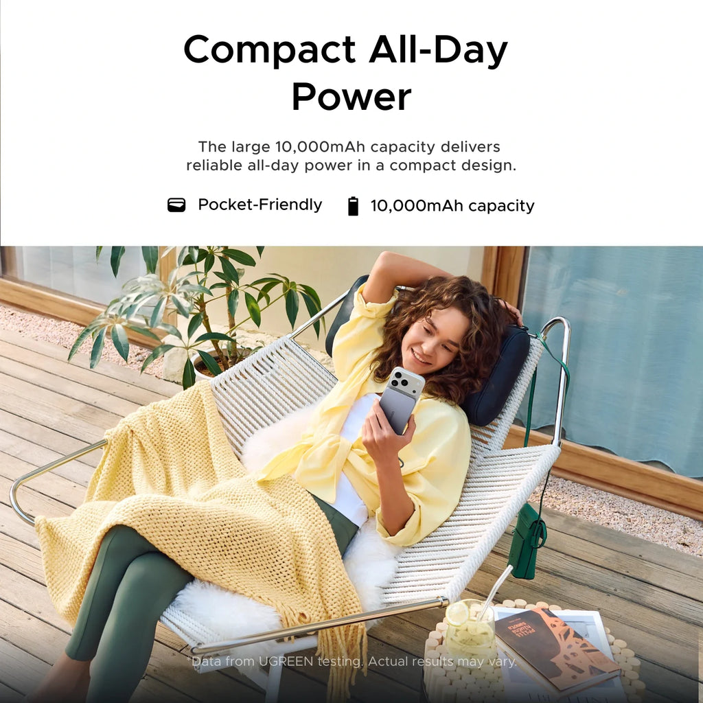 UGREEN MagFlow Air Magnetic Slim Power Bank (10000mAh, Qi2 15W)