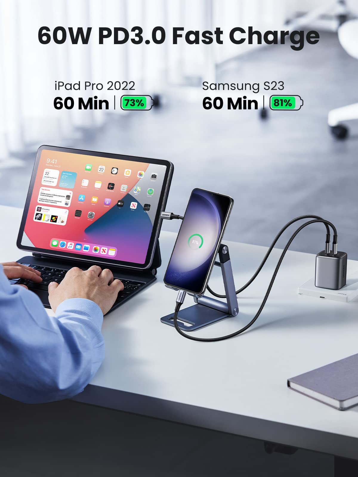UGREEN USB-C to USB-C 60W Charging Cable (Braided)